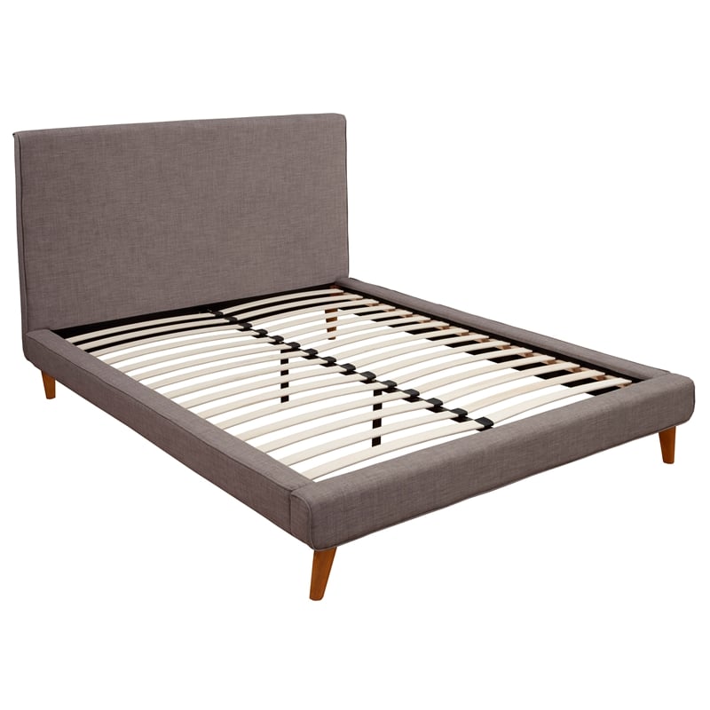 Alpine Furniture Britney Queen Upholstered Platform Bed in Dark Gray