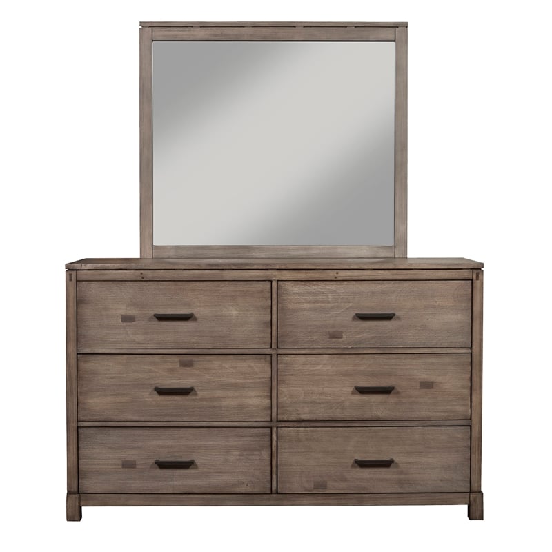 Alpine Furniture Sydney Bedroom Wood Mirror in Weathered Gray