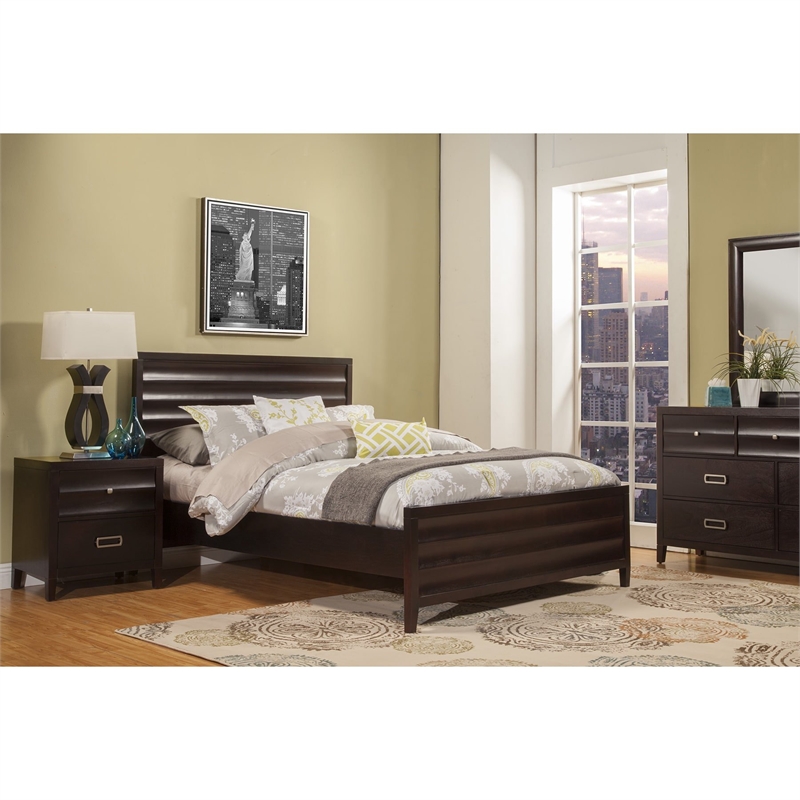 Alpine Furniture Legacy Queen Wood Panel Bed in Black Cherry