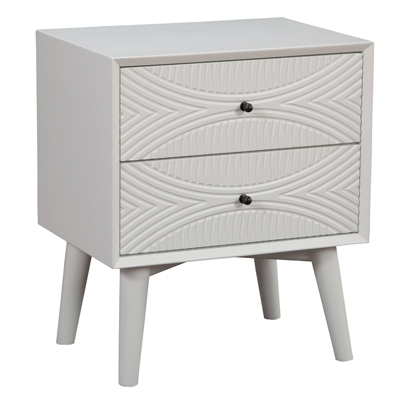 Alpine Furniture Tranquility 2 Drawer Wood Nightstand in White