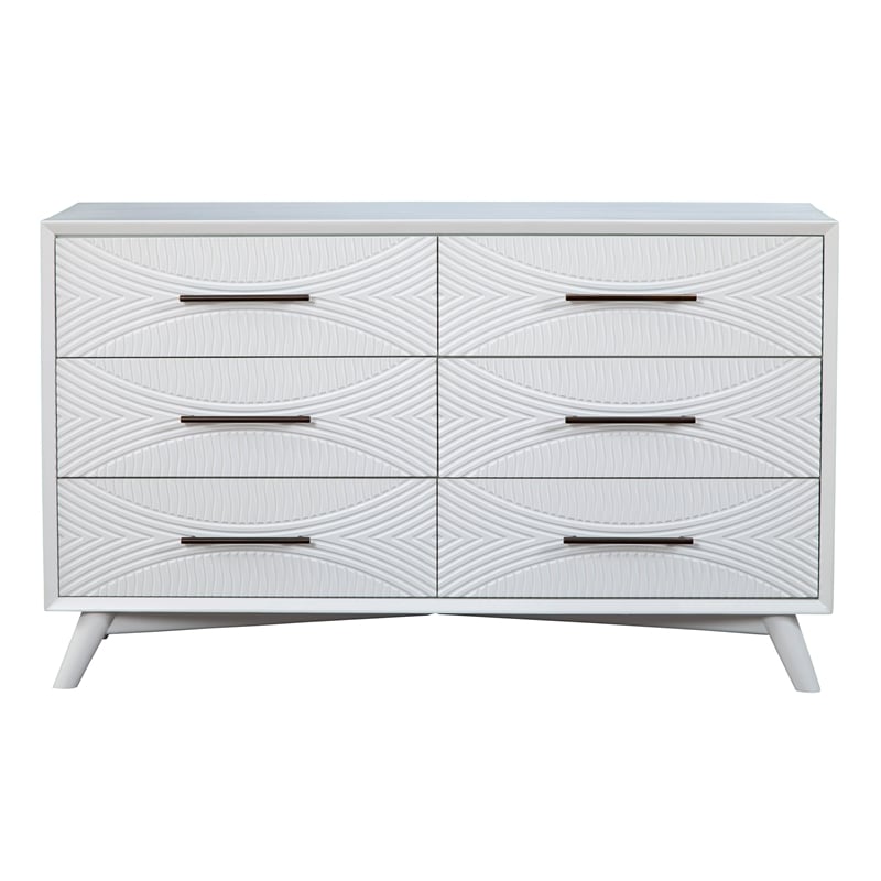 Alpine Furniture Tranquility 6 Dawer Wood Dresser in White