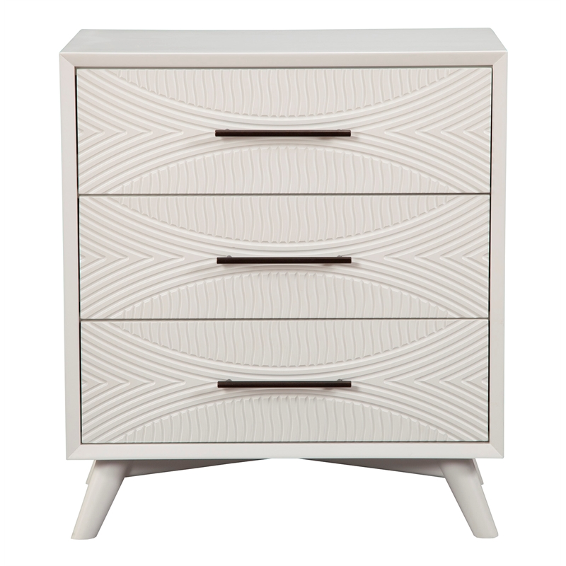 Alpine Furniture Tranquility 3 Drawer Small Wood Chest in White