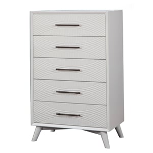 alpine furniture tranquility 5 drawer wood chest in white