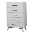 Alpine Furniture Tranquility 5 Drawer Wood Chest in White