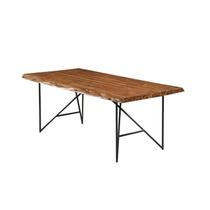 Alpine Furniture Live Edge Solid Wood Dining Table in Light Walnut (Brown)