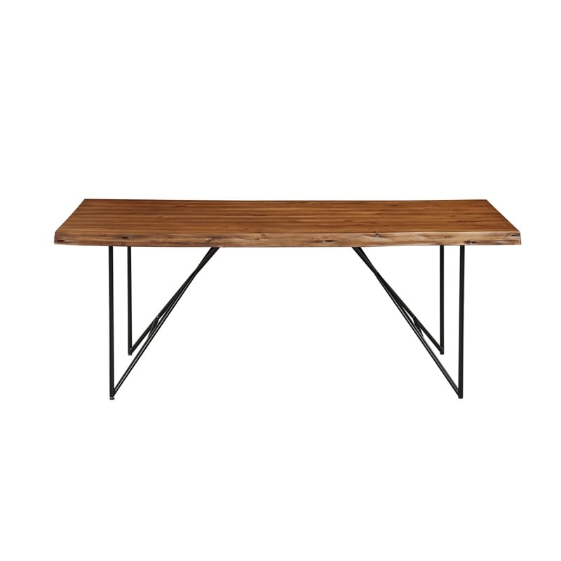 Alpine Furniture Live Edge Solid Wood Dining Table in Light Walnut (Brown)