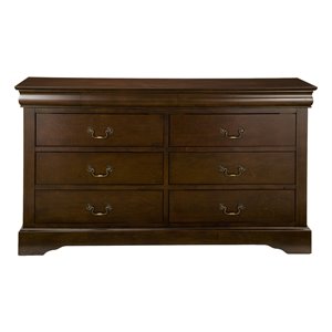 alpine furniture west haven 6 drawer wood dresser in cappuccino (brown)