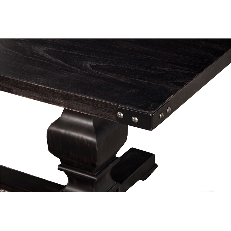 Alpine Furniture Manchester Wood Dining Table in Vintage Black