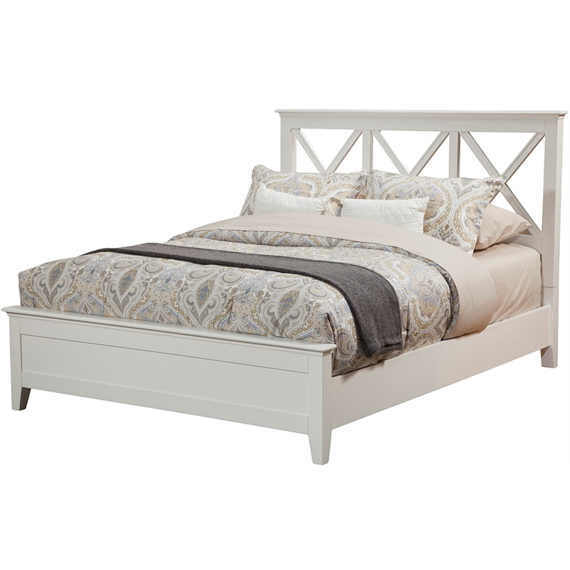 Alpine Furniture Potter Full Size Wood Cross Back Headboard Panel Bed In White 955 08f