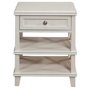 alpine furniture potter 1 drawer wood nightstand with 2 shelves in white