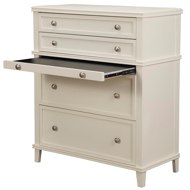 Alpine Furniture Potter 4 Drawer Wood Multi-Functional Chest in White