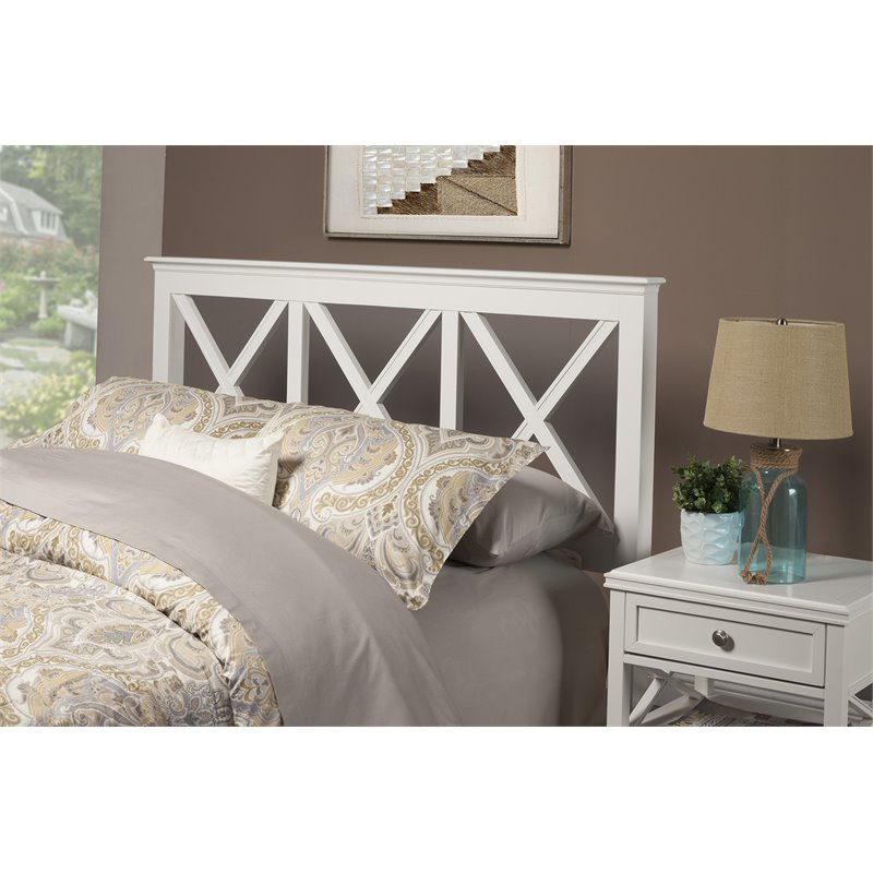 Alpine Furniture Potter Queen Bed Wood Cross Back Headboard Only in White