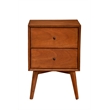 Alpine Furniture Flynn Mid Century 2 Drawer Wood Nightstand in Chestnut