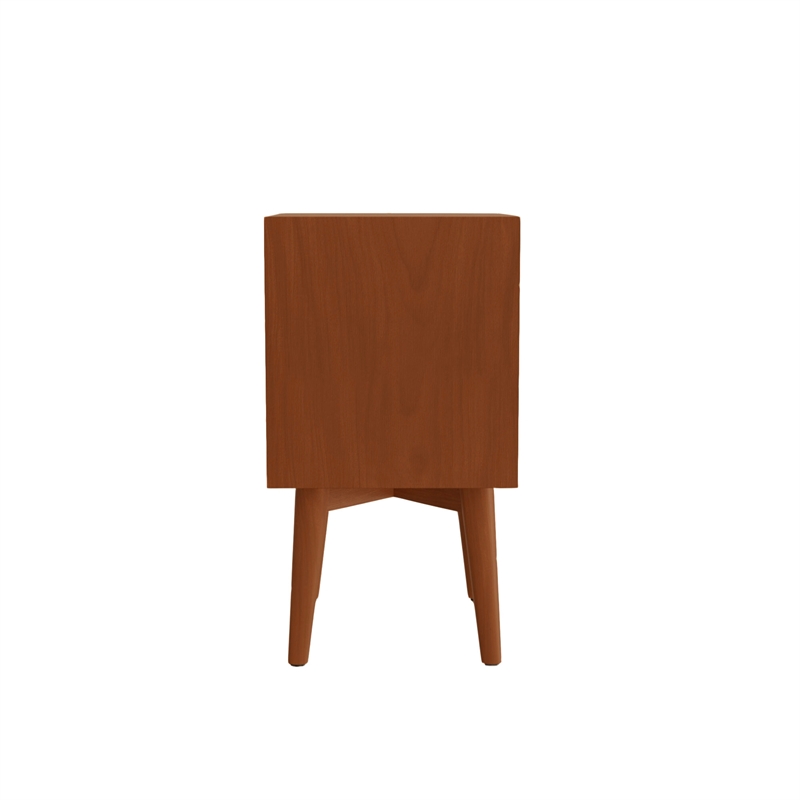 Alpine Furniture Flynn Mid Century 2 Drawer Wood Nightstand in Chestnut