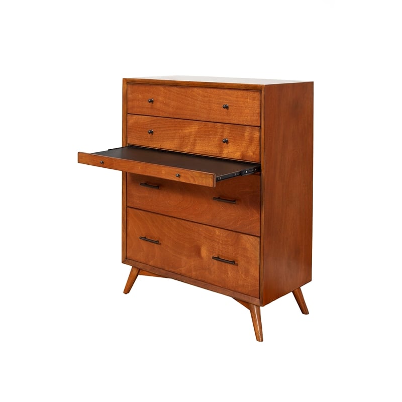 Alpine Furniture Flynn Mid Century Multi-Function Chest in Acorn (Brown)