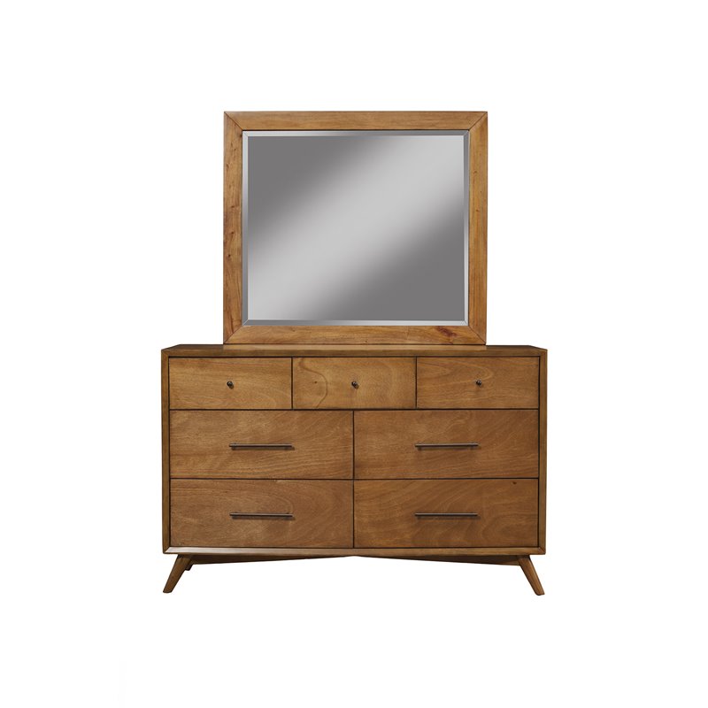 Alpine Furniture Flynn Mid Century Modern Mirror in Acorn Brown