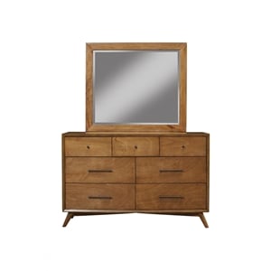 Alpine Furniture Flynn Mid Century Modern Mirror in Acorn Brown