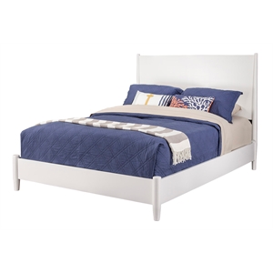 alpine furniture flynn mid century modern queen panel bed in white
