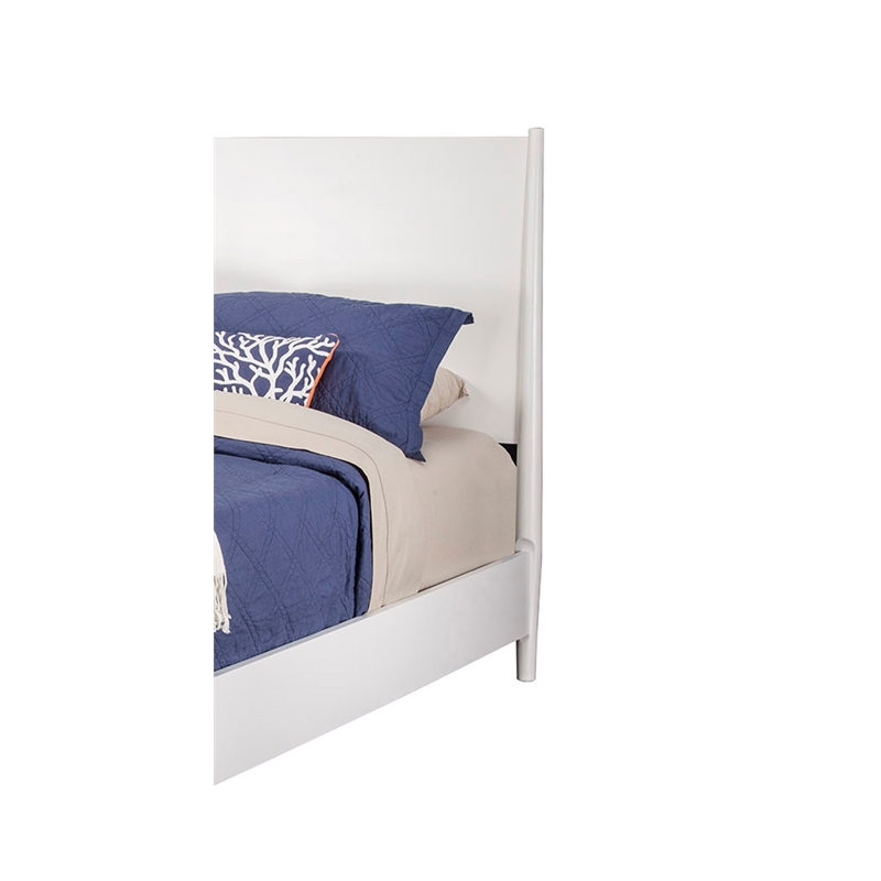 Alpine Furniture Flynn Mid Century Modern Standard King Panel Bed in White