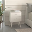 Alpine Furniture Flynn Mid Century Modern Wood 2 Drawer Nightstand in White