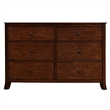 Alpine Furniture Baker 6 Drawer Wood Dresser in Mahogany (Brown)
