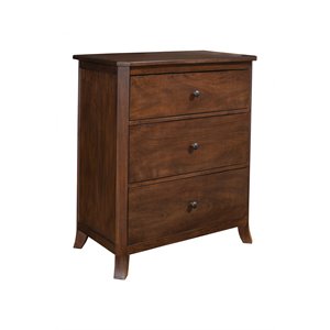 alpine furniture baker 3 drawer small wood chest in mahogany (brown)