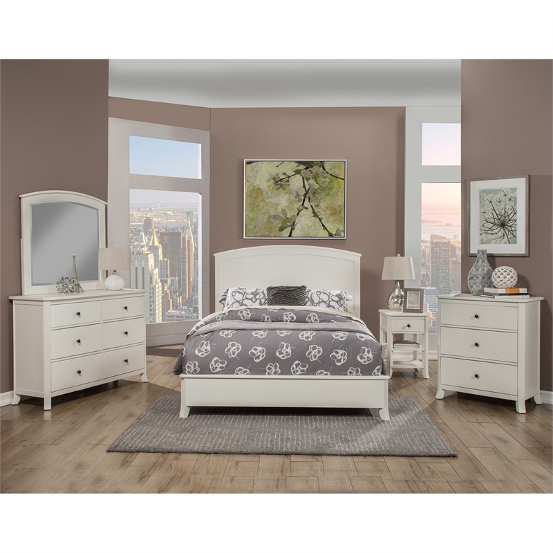 Alpine Furniture Baker Standard King Wood Panel Bed in White