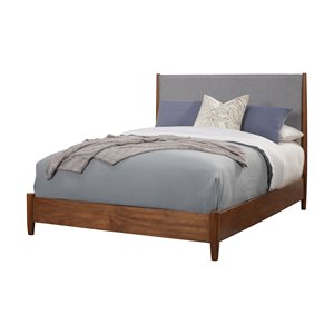 alpine furniture flynn mid century modern queen panel bed in acorn (brown-gray)