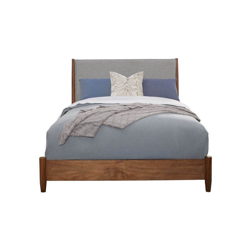 Alpine Furniture Flynn Mid Century Standard King Panel Bed in Acorn (Brown-Gray)