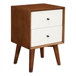 Alpine Furniture Flynn 2 Drawer Two Tone Wood Nightstand in Acorn-White