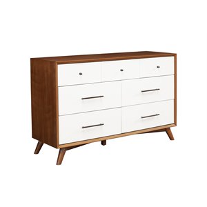 alpine furniture flynn 7 drawer two tone wood dresser in acorn-white