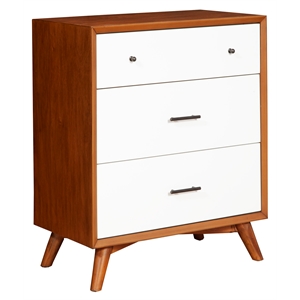 alpine furniture flynn 3 drawer two tone wood small chest in acorn (brown)-white