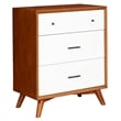 Alpine Furniture Flynn 3 Drawer Two Tone Wood Small Chest in Acorn (Brown)-White