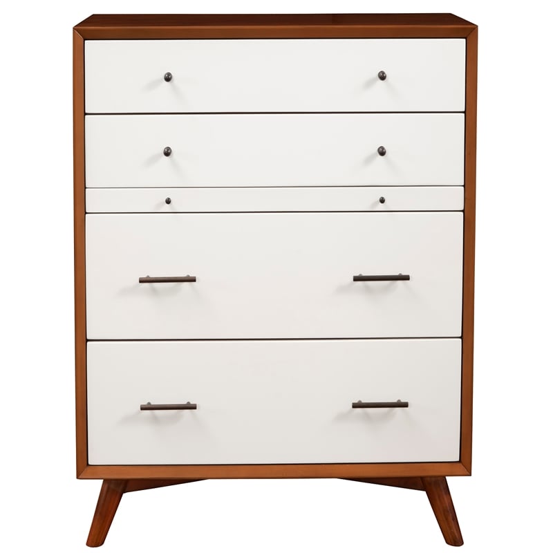 Alpine Furniture Flynn Mid Century Multi-function Wood Chest in Acorn-White