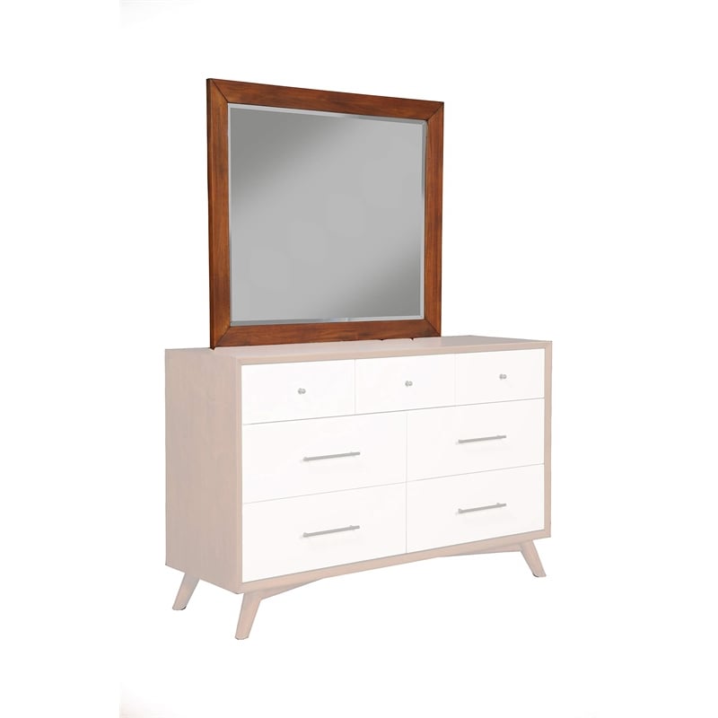 Alpine Furniture Flynn Mid Century Wood Mirror in Acorn (Brown)