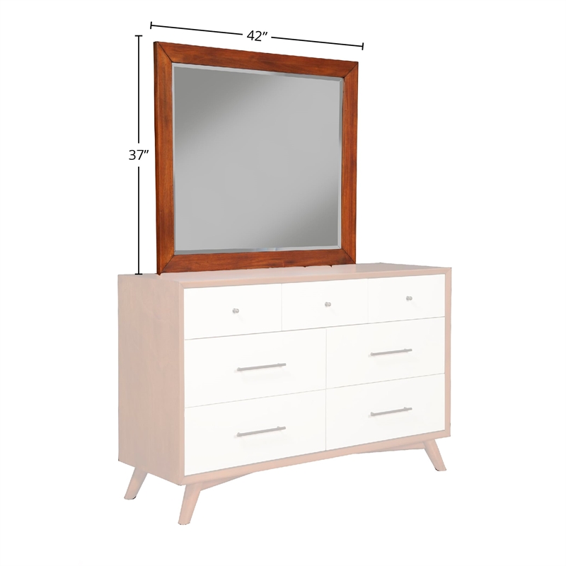 Alpine Furniture Flynn Mid Century Wood Mirror in Acorn (Brown)