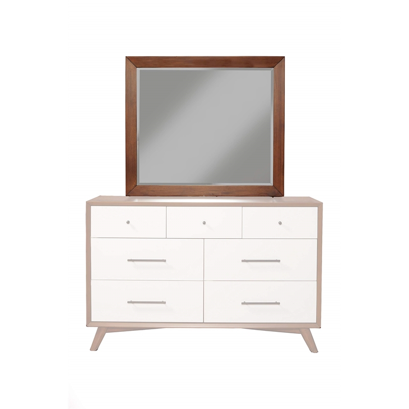 Alpine Furniture Flynn Mid Century Wood Mirror in Acorn (Brown)