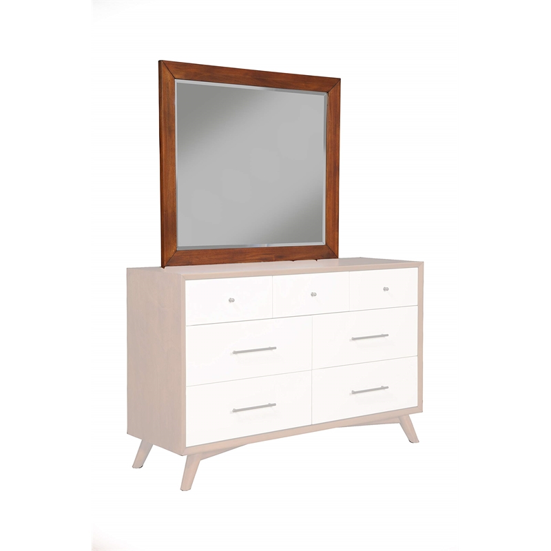 Alpine Furniture Flynn Mid Century Wood Mirror in Acorn (Brown)