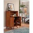 Alpine Furniture Flynn Large Wood Bar Cabinet with Drop Down Tray in Acorn Brown