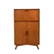 Alpine Furniture Flynn Large Wood Bar Cabinet with Drop Down Tray in Acorn Brown