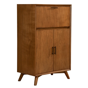 alpine furniture flynn large wood bar cabinet with drop down tray in acorn brown