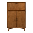 Alpine Furniture Flynn Large Wood Bar Cabinet with Drop Down Tray in Acorn Brown