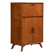 Alpine Furniture Flynn Large Wood Bar Cabinet with Drop Down Tray in Acorn Brown
