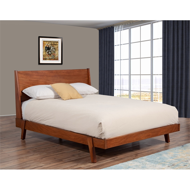 Alpine Furniture Dakota Standard King Wood Platform Bed in Acorn (Brown)