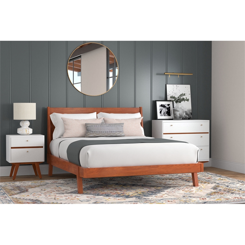 Alpine Furniture Dakota Full Wood Platform Bed in Acorn (Brown)