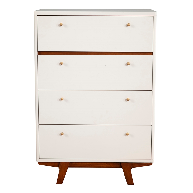 Alpine Furniture Dakota 4 Drawer Wood Chest in White
