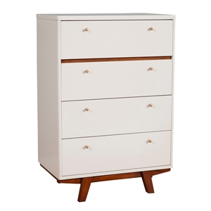 alpine furniture dakota 4 drawer wood chest in white