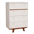 Alpine Furniture Dakota 4 Drawer Wood Chest in White