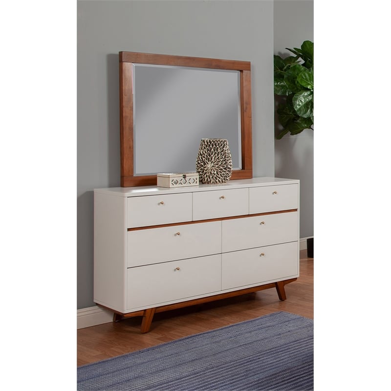 Alpine Furniture Dakota Wood Mirror in Acorn (Brown)