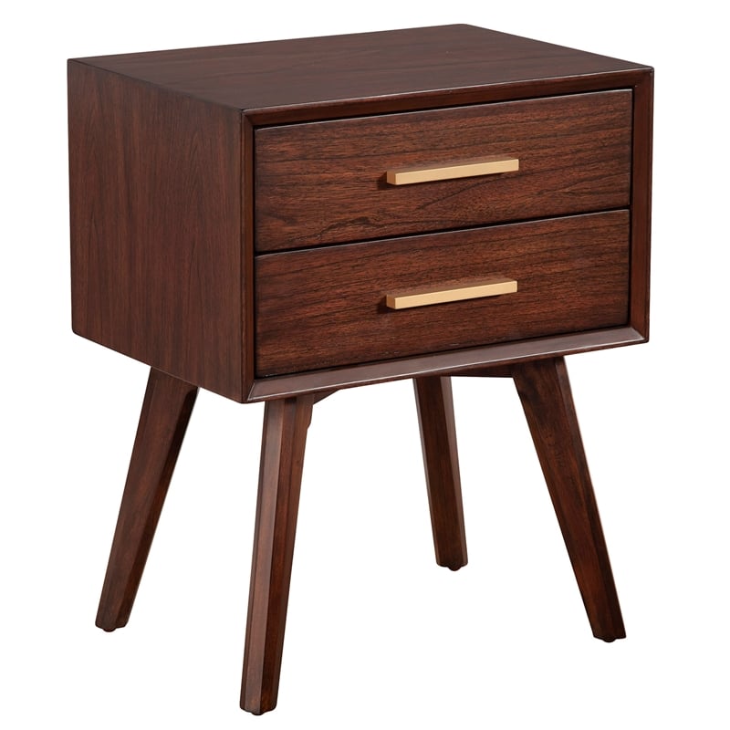 Alpine Furniture Gramercy 2 Drawer Wood Nightstand in Walnut (Brown)